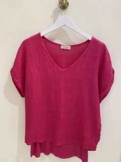 Flash Sale ✔️ Sofia Collections Valerie Linen Top in Fuchsia - 👩 women 🌟