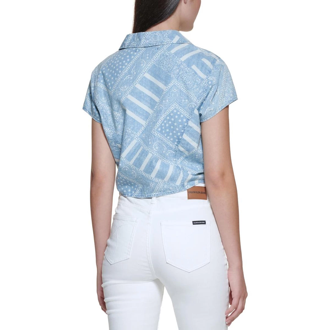 New ๐ Calvin Klein ๐ Jeans ๐ฉ Womens Printed Tie Hem Button-Down Top ๐ 4 New ๐ Calvin Klein ๐ Jeans ๐ฉ Womens Printed Tie Hem Button-Down Top ๐ - Image 2