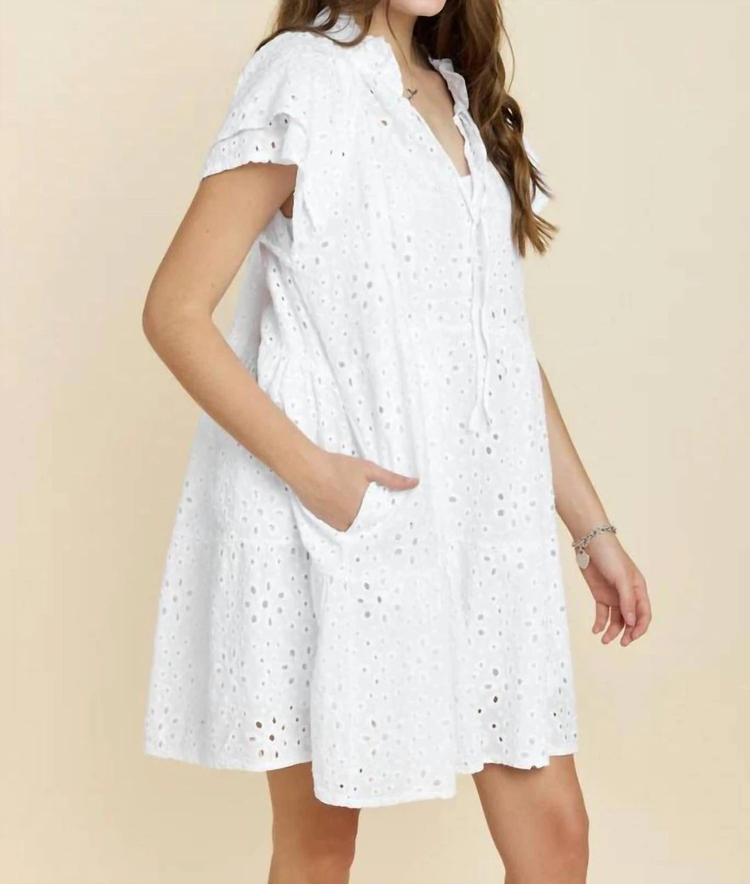 Outlet 🎉 Sofia Collections Jules Eyelet Cotton 👗 Dress in White - 👩 women 👏 4 Outlet 🎉 Sofia Collections Jules Eyelet Cotton 👗 Dress in White - 👩 women 👏 - Image 2