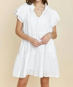 Outlet 🎉 Sofia Collections Jules Eyelet Cotton 👗 Dress in White - 👩 women 👏